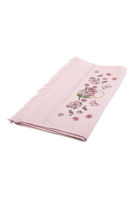 Embroidered Hand Towel Pink 50*90 - Thumbnail