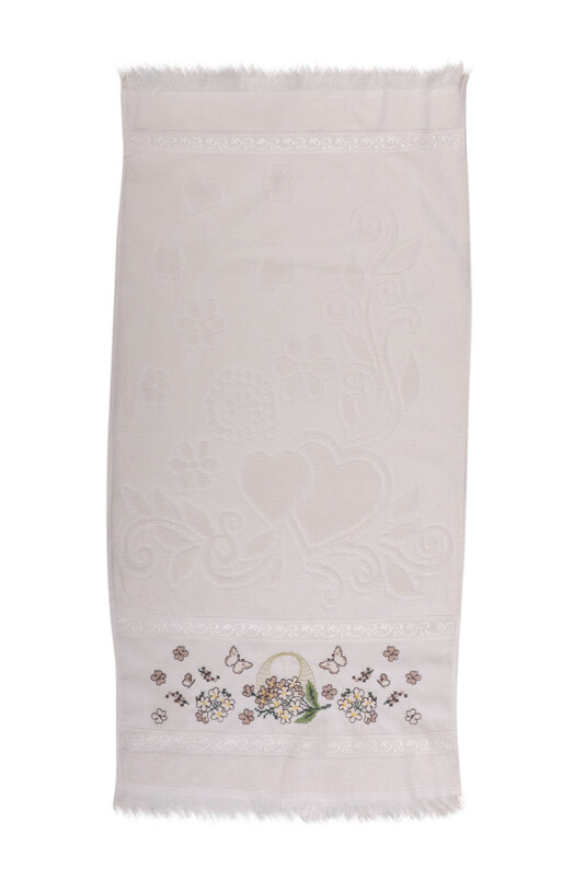 Embroidered Hand Towel Beige 50*90 - Thumbnail
