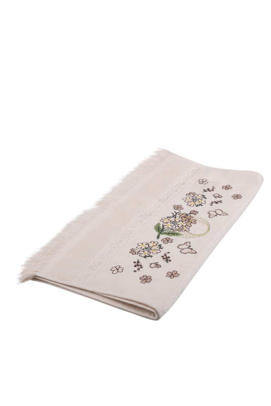 Embroidered Hand Towel Beige 50*90 - Thumbnail