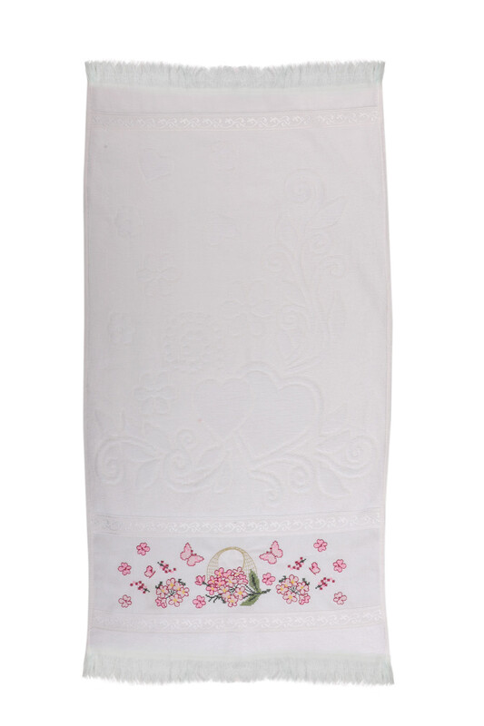 Embroidered Hand Towel White 50*90 - Thumbnail