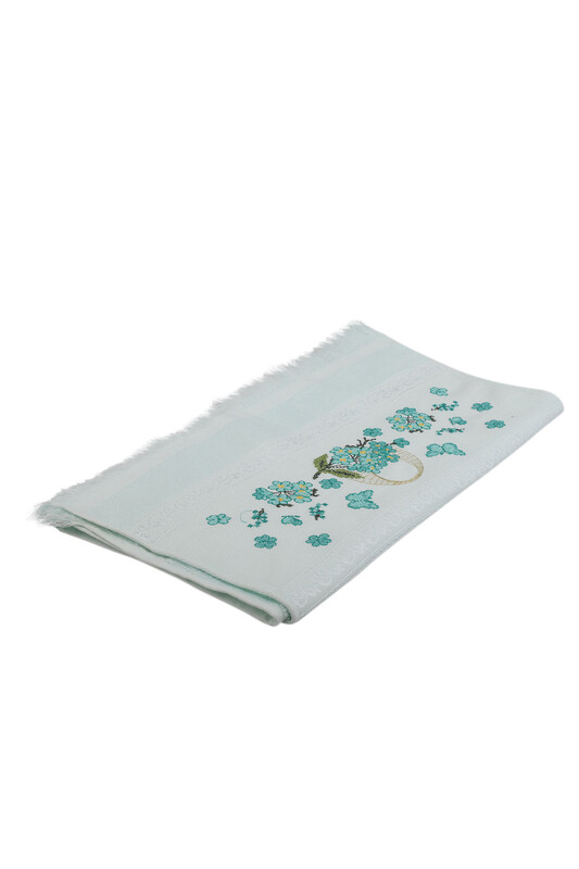 Hazangulu Embroidered Hand Towel Sea Green 30*50 - Thumbnail