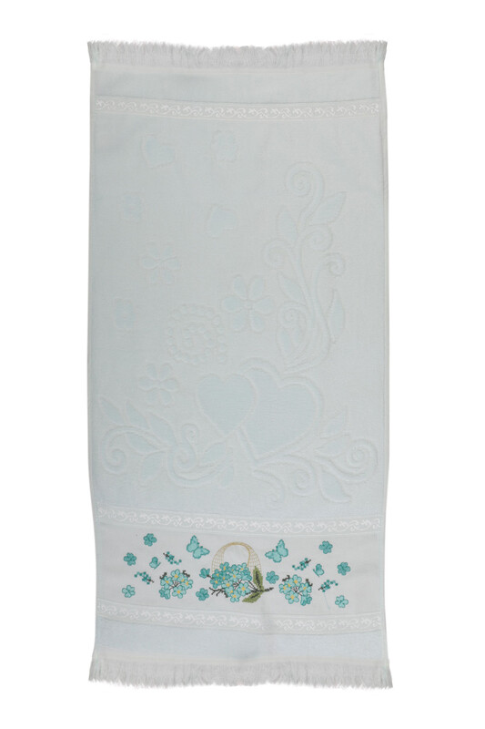 Hazangulu Embroidered Hand Towel Sea Green 30*50 - Thumbnail