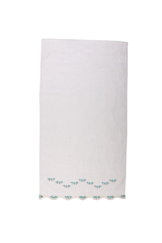 Fiesta Bamboo Embroidered Hand Towel Turquoise 50*90 - Thumbnail