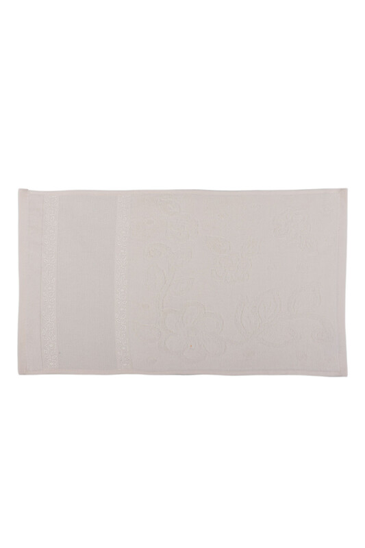 Snowdrop Patterned Velvet Embroidered Hand Towel 30*50 Cream 9819 - Thumbnail