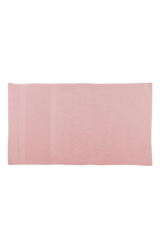Snowdrop Patterned Velvet Embroidered Hand Towel 30*50 Dusty Rose 9819 - Thumbnail