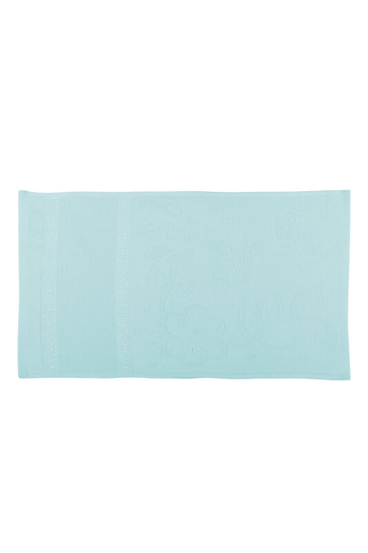 Snowdrop Patterned Velvet Embroidered Hand Towel 30*50 Baby Blue 9819 - Thumbnail