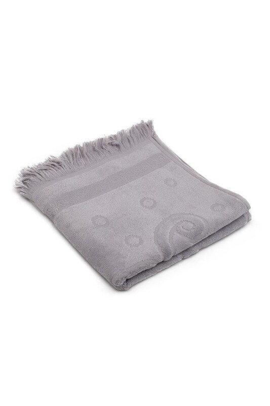 FİESTA - Snowdrop Velvet Embroidered Towel Fringed 50*90 Gray 9210