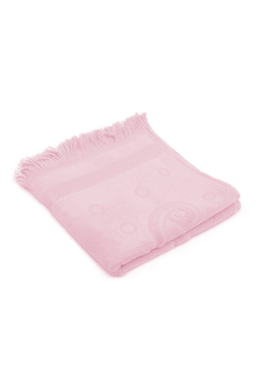 Snowdrop Velvet Embroidered Towel Fringed 50*90 Pink 9210 - Thumbnail