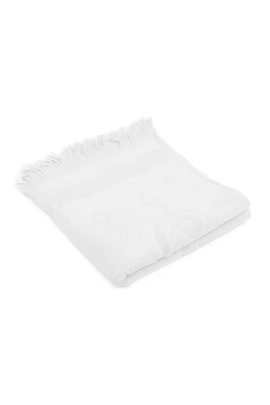 FİESTA - Snowdrop Velvet Embroidered Towel Fringed 50*90 White 9210