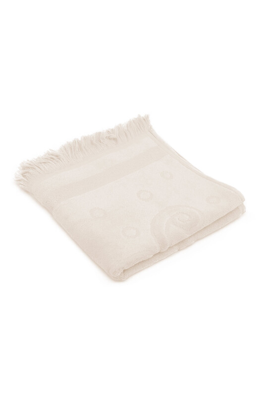 Snowdrop Velvet Embroidered Towel Fringed 50*90 Cream 9210 - Thumbnail
