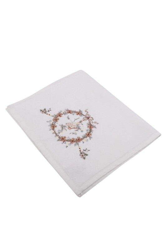 Hazangulu Embroidered Velvet Hand Towel Mink 30*50 - Thumbnail