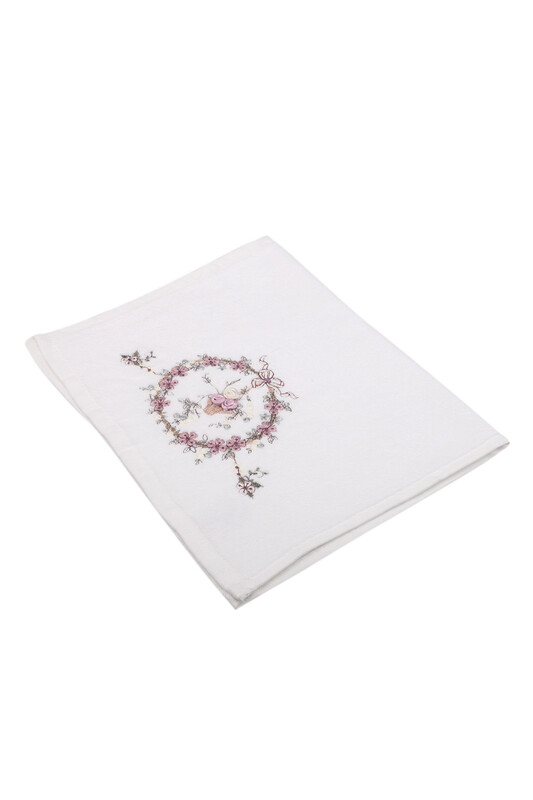 Hazangulu Embroidered Velvet Hand Towel Lilac 70*140 - Thumbnail