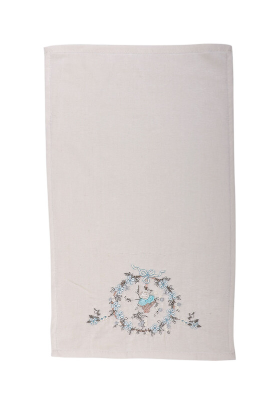 Hazangulu Embroidered Hand Towel Turquoise 30*50 - Thumbnail