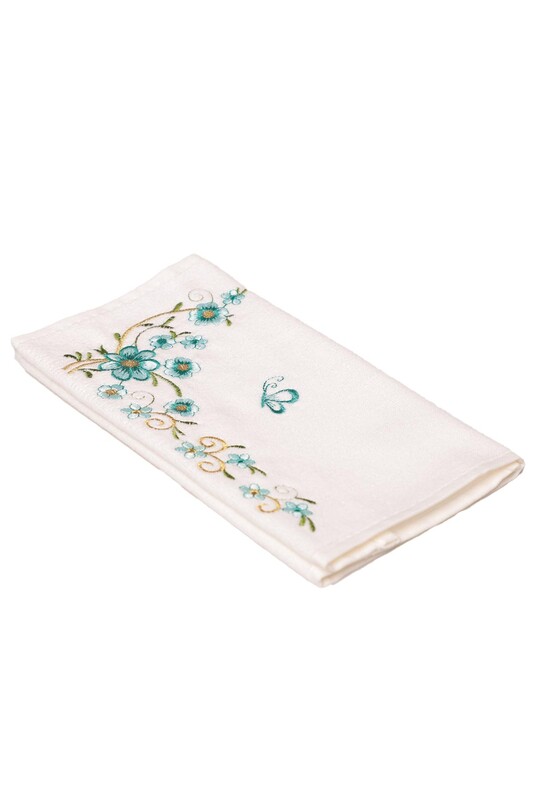Embroidered Hand Towel 30x50 cm 7086 | Mint - Thumbnail