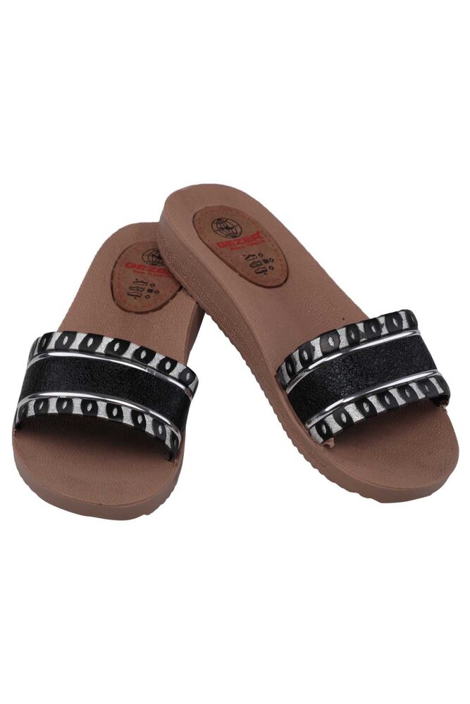 Gezer Leopar Desenli Kadın Terlik 11544 | Siyah