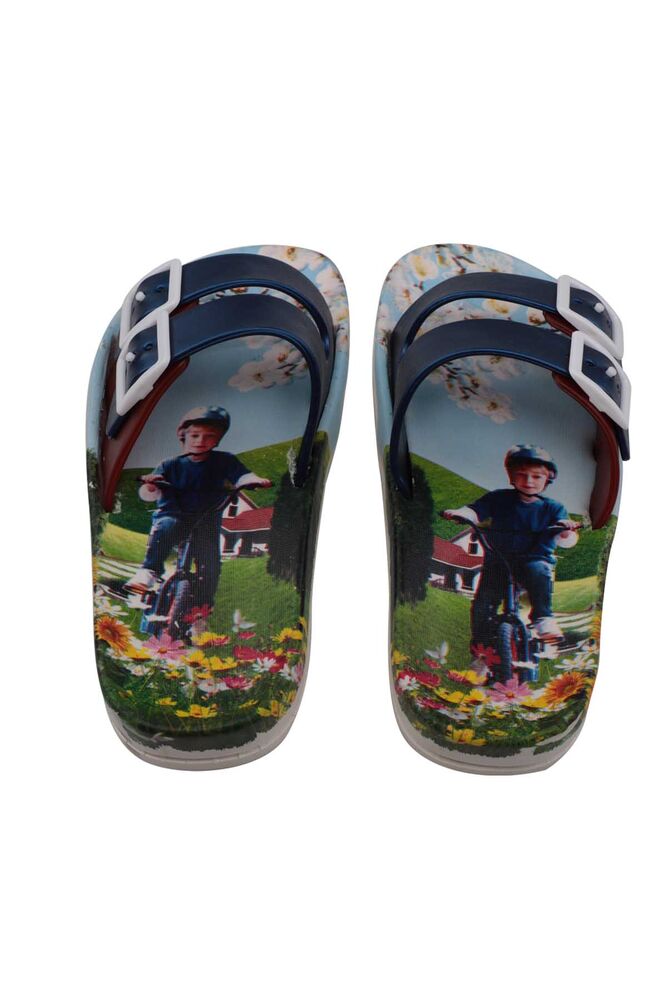 Kasgar Double Banded Boy Slippers | Navy Blue