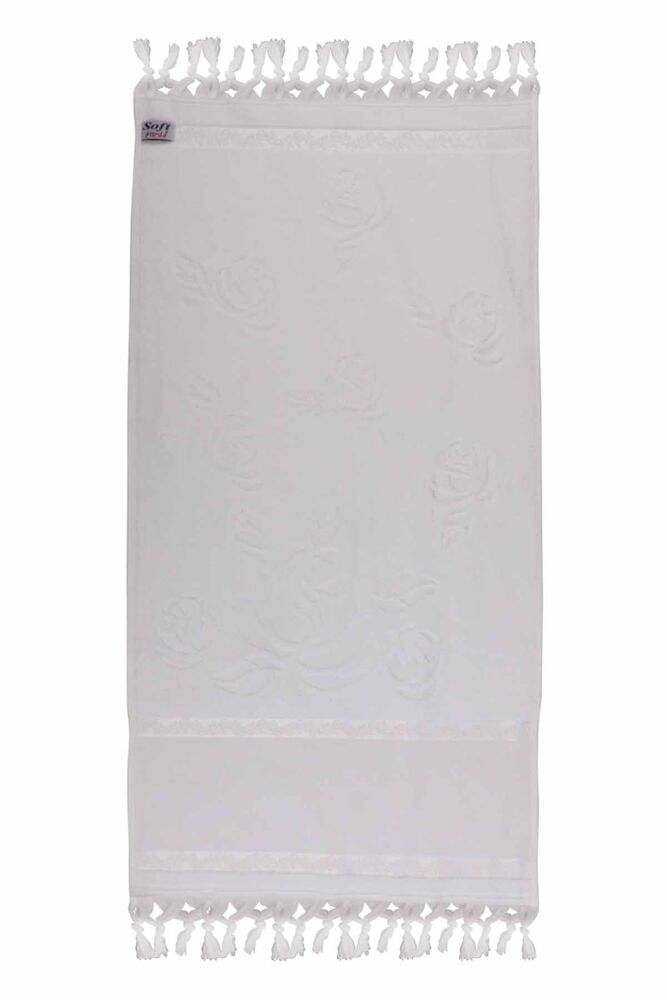 Bağlamalı Saçaklı İşlemelik Havlu 50*90 cm Beyaz