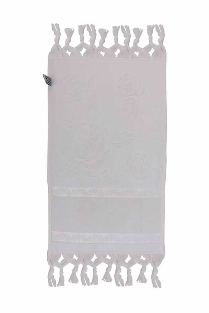 Bağlamalı Saçaklı İşlemelik Havlu 30*50 cm Beyaz