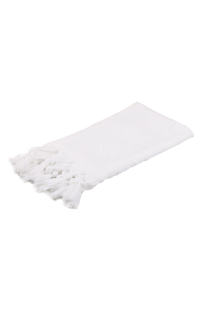 Bağlamalı Saçaklı İşlemelik Havlu 30*50 cm | Beyaz