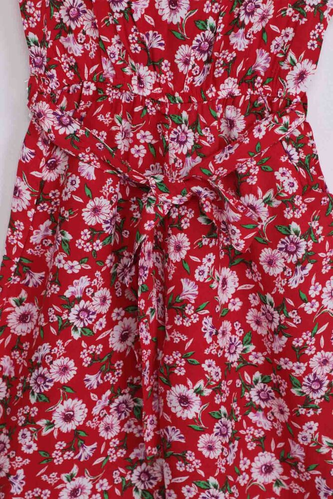 Flower Printed Girl Jumpsuit 20065 | Red