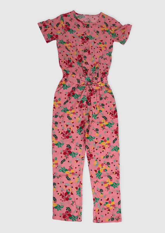 SİMİSSO - Flower Printed Girl Jumpsuit | Pink
