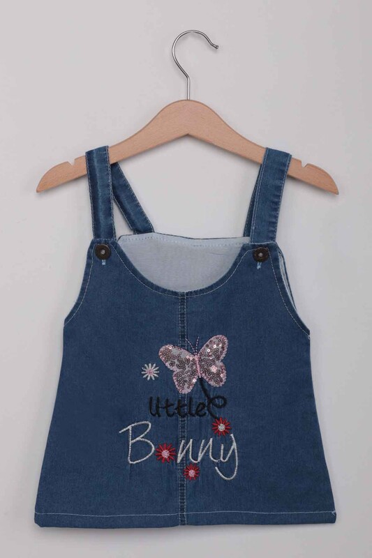 SİMİSSO - Butterfly Printed Girl Jean Overalls | Blue Jean