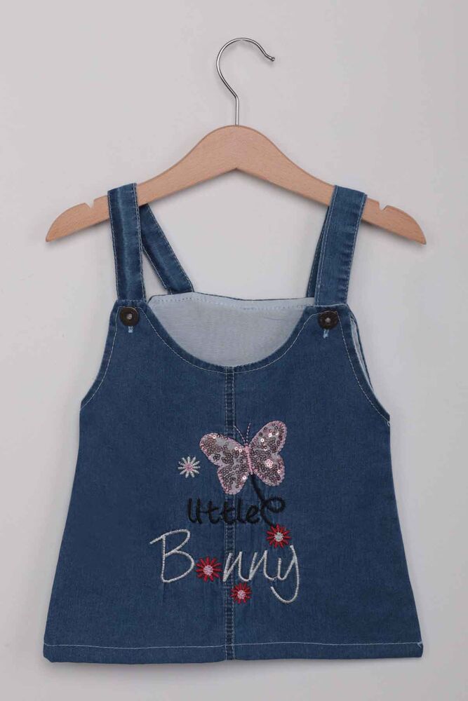Butterfly Printed Girl Jean Overalls | Blue Jean