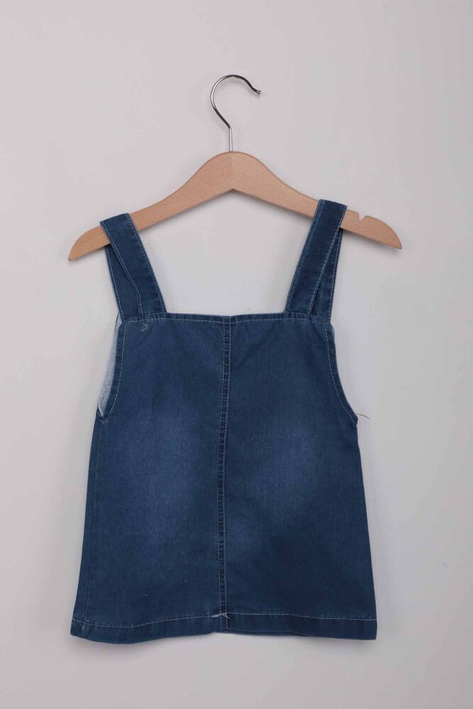 Stone Detailed Girl Jean Overalls | Blue Jean
