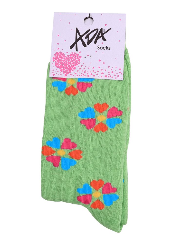 Ada Çiçekli Havlu Çorap 4203 | Yeşil