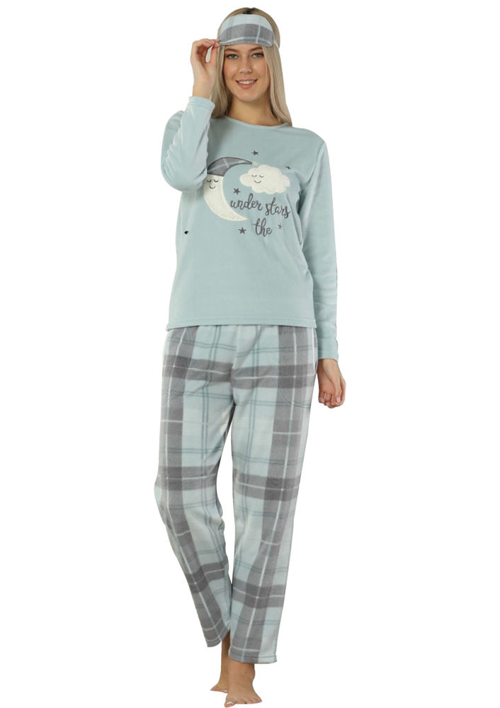 Arcan Ekose Desenli Polar Pijama Takımı 2316 | Mavi