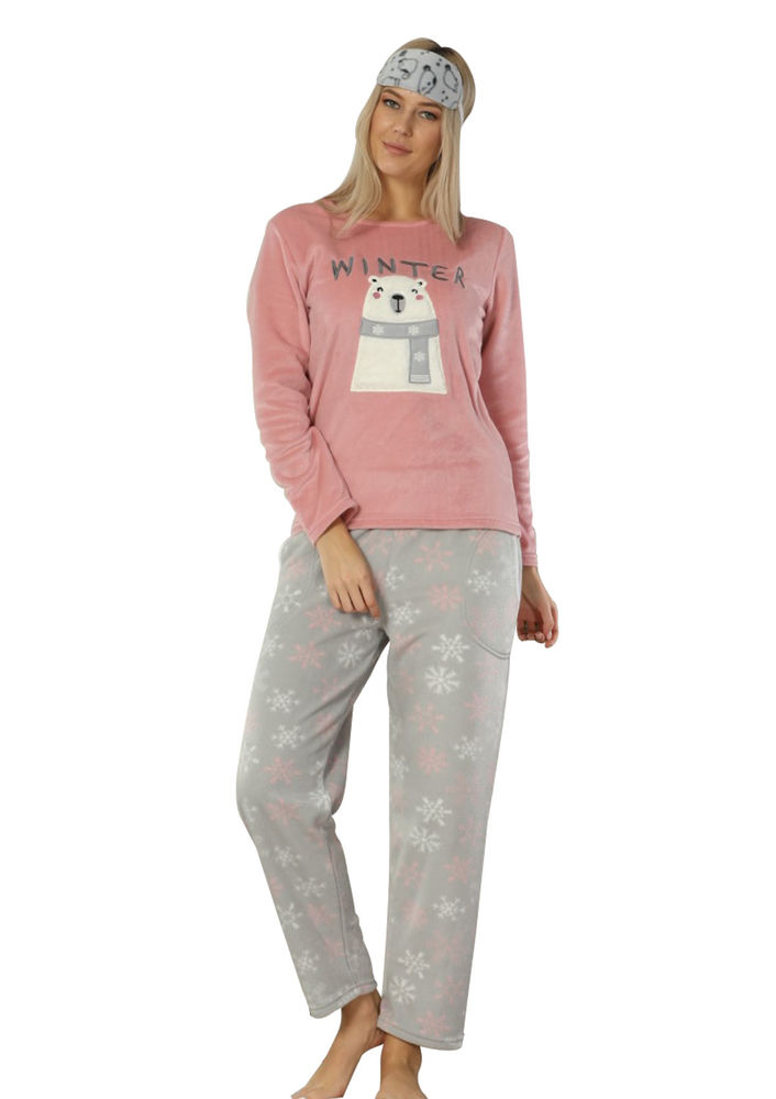 Комплект пижамы ARCAN из флиса с мишкой 2311 /розовый 
