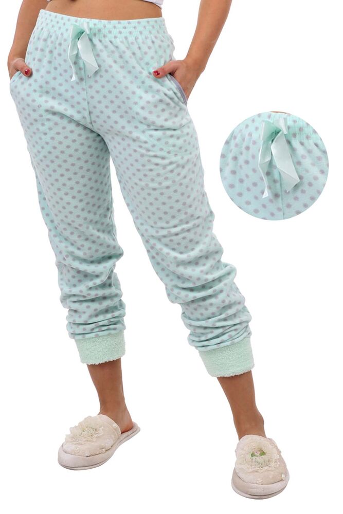 Arcan Küçük Puantiye Polar Pijama Altı | Su Yeşili