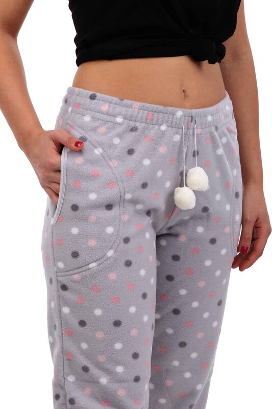 Флисовые пижамные штаны в горошек Arcan/серый - Thumbnail