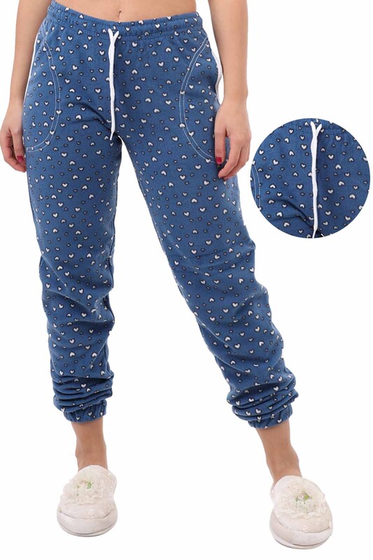 Флисовые пижамные штаны с сердечками Arcan/голубой - Thumbnail