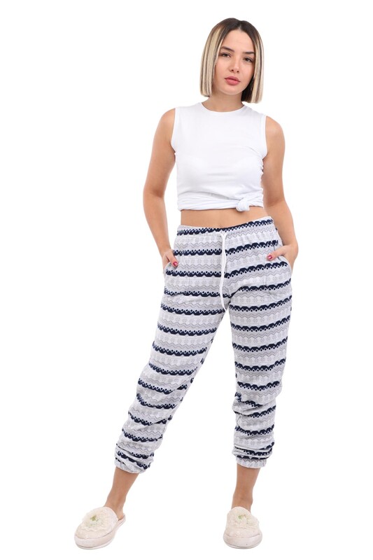 Флисовые пижамные штаны в полоску Arcan/серый - Thumbnail