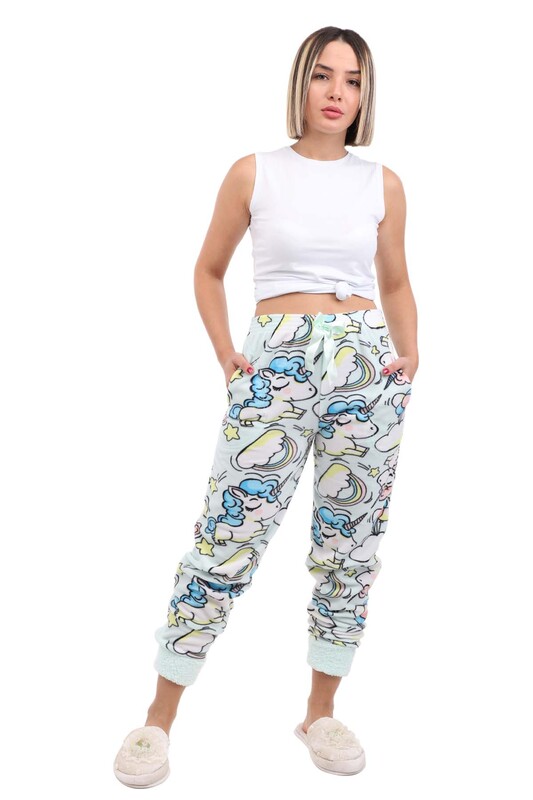 Флисовые пижамные штаны с принтом Arcan/светло-зеленый - Thumbnail