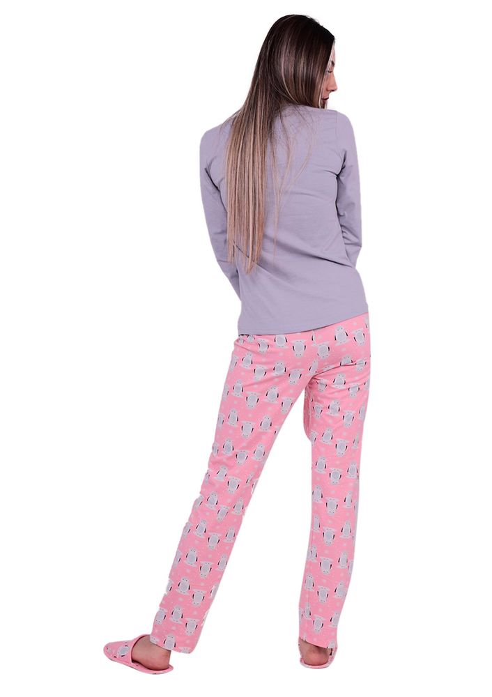 Boyraz Penguenli Pijama Takımı 4'lü 11108 | Gri