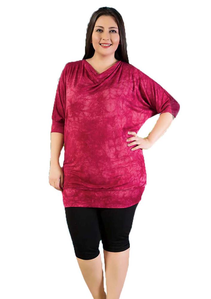 Комплект пижамы BYDON с капри для больших размеров 9182/красный 