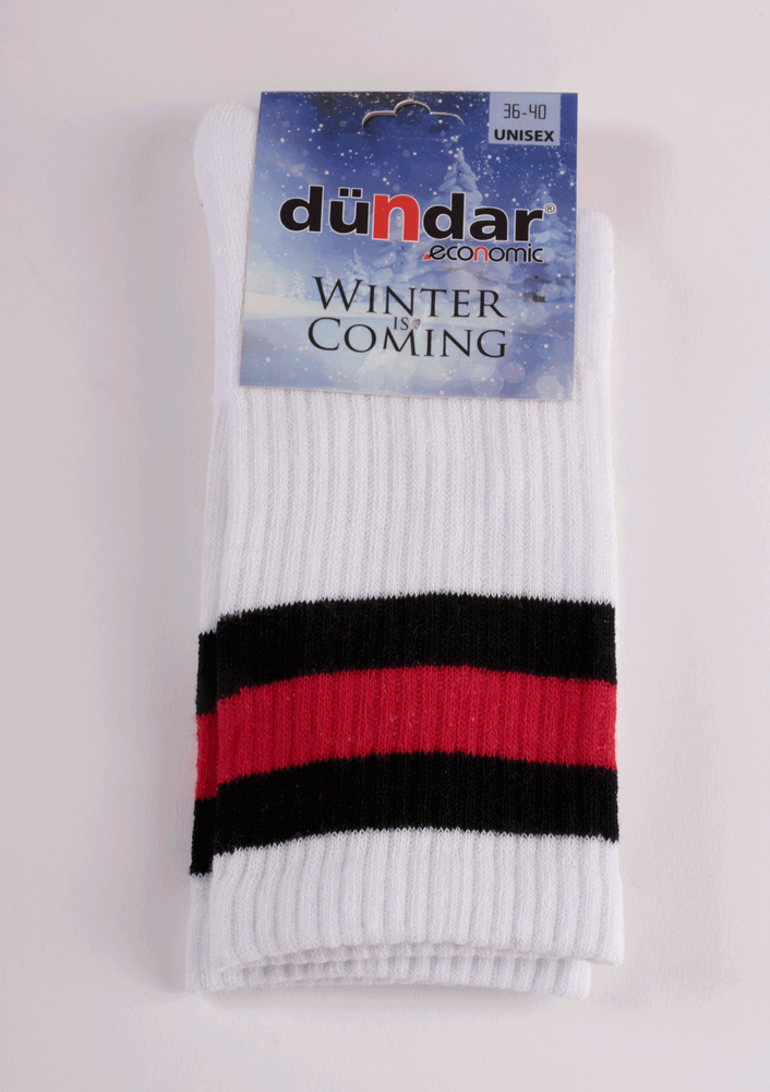 Dündar Desenli Havlu Çorap 8504 | Beyaz