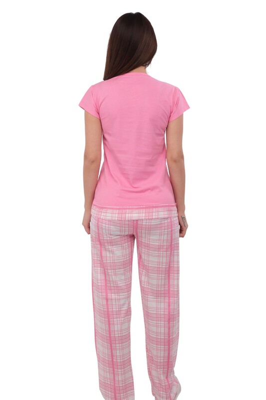 Fapi Boru Paçalı Desenli Pijama Takımı 2331 | Pembe - Thumbnail