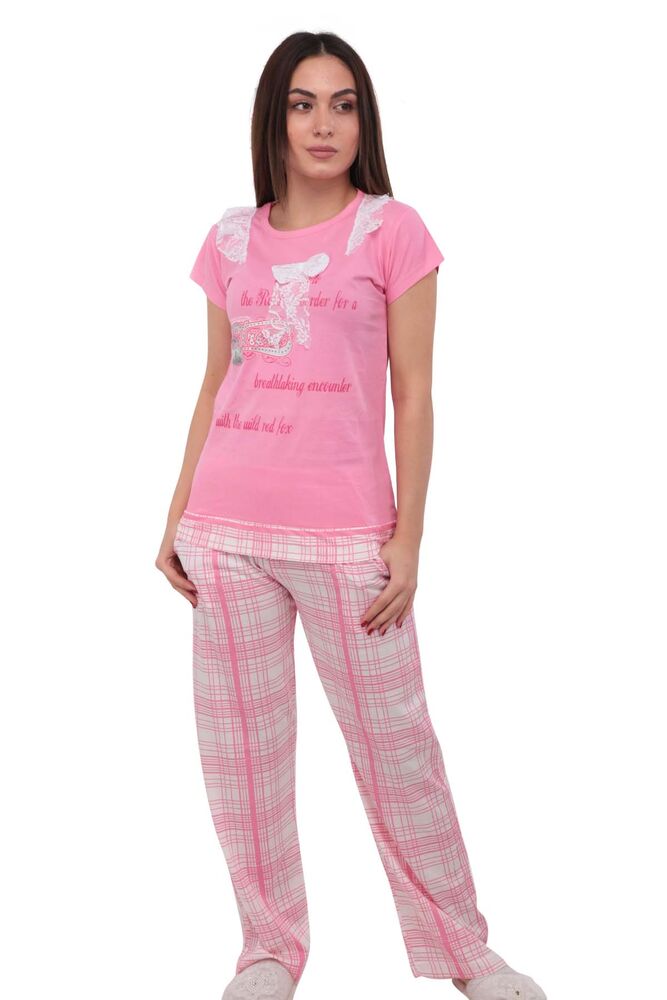 Fapi Boru Paçalı Desenli Pijama Takımı 2331 | Pembe