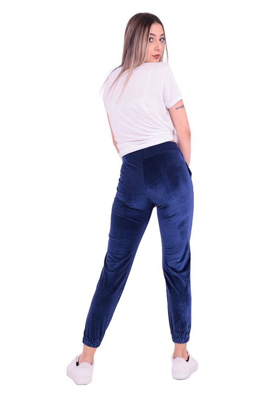 Бархатные брюки Lady Hürrem 2172/синий - Thumbnail