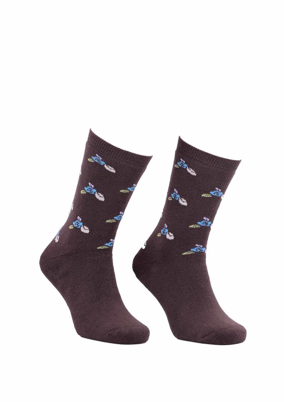 Çiçekli Havlu Çorap 2050 | Haki - Thumbnail