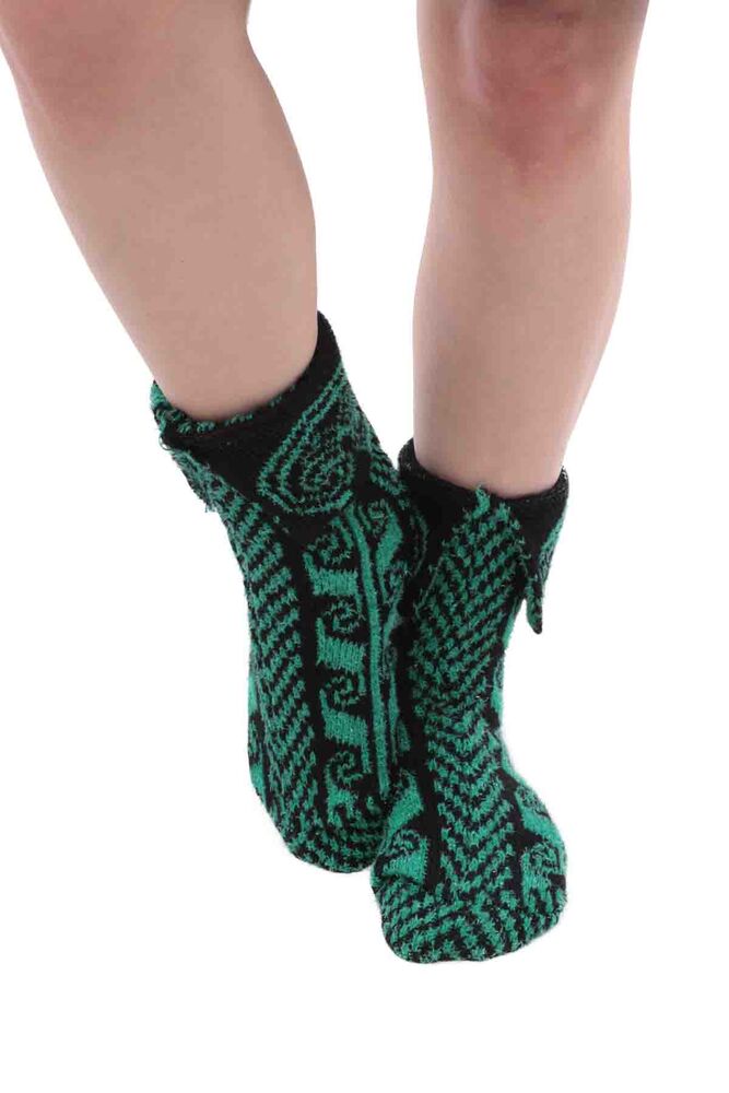 Simli Termal Kadın Yün Çorap | Yeşil