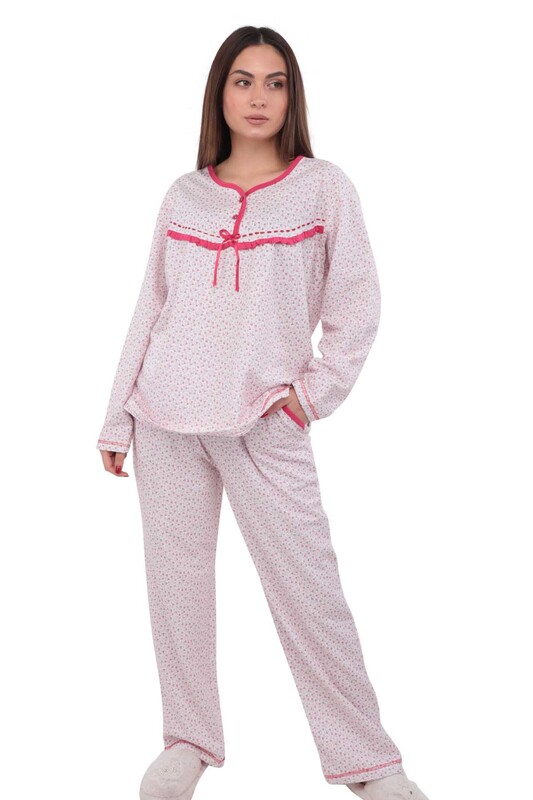 Simisso Boru Paçalı Desenli Pijama Takımı 804 | Pembe - Thumbnail
