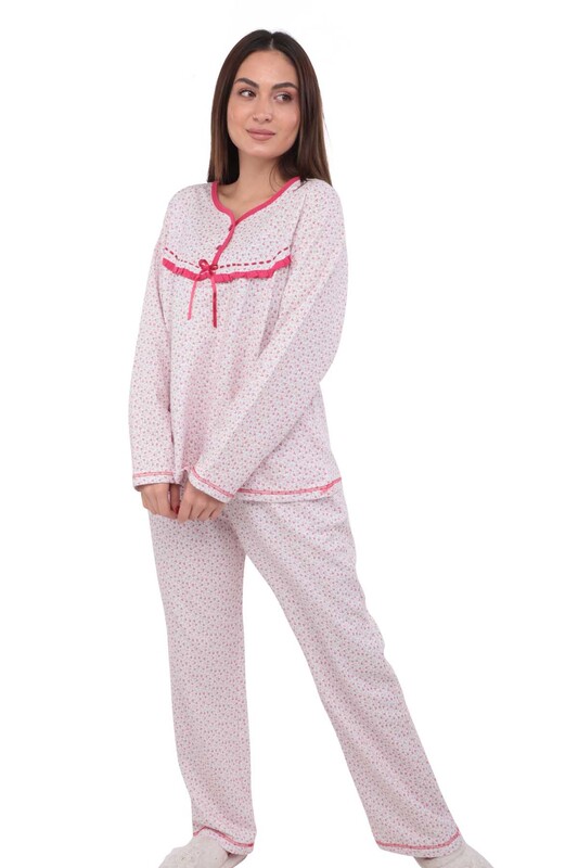 Simisso Boru Paçalı Desenli Pijama Takımı 804 | Pembe - Thumbnail