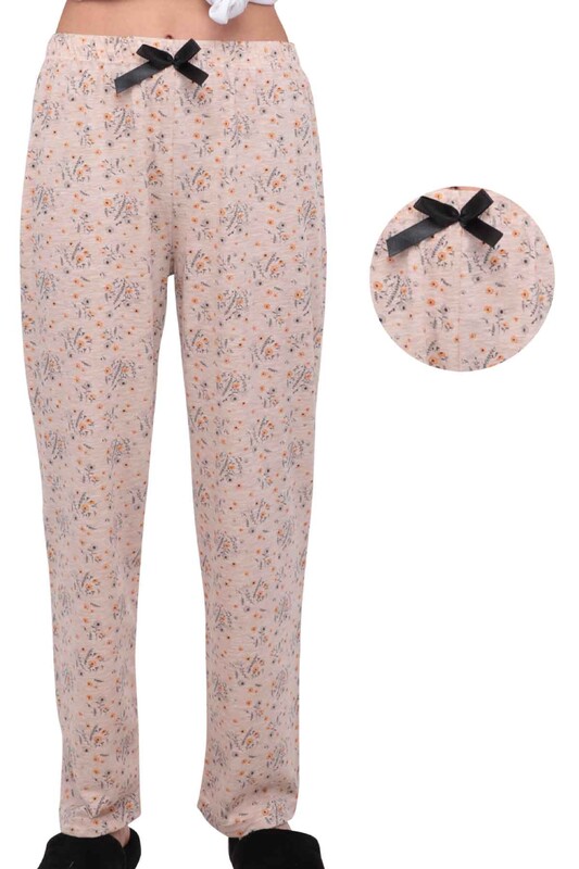 Пижамные штаны в цветочек /коричневый - Thumbnail
