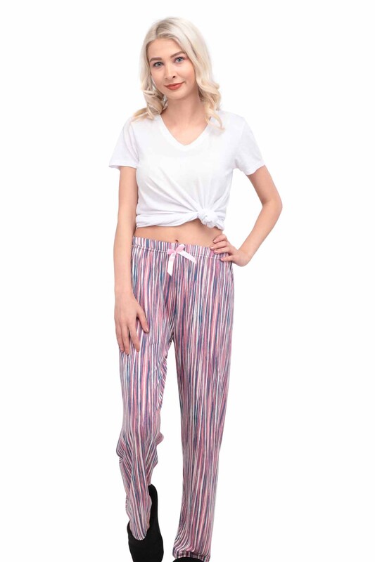 Пижамные штаны с принтом 5655/розовый - Thumbnail