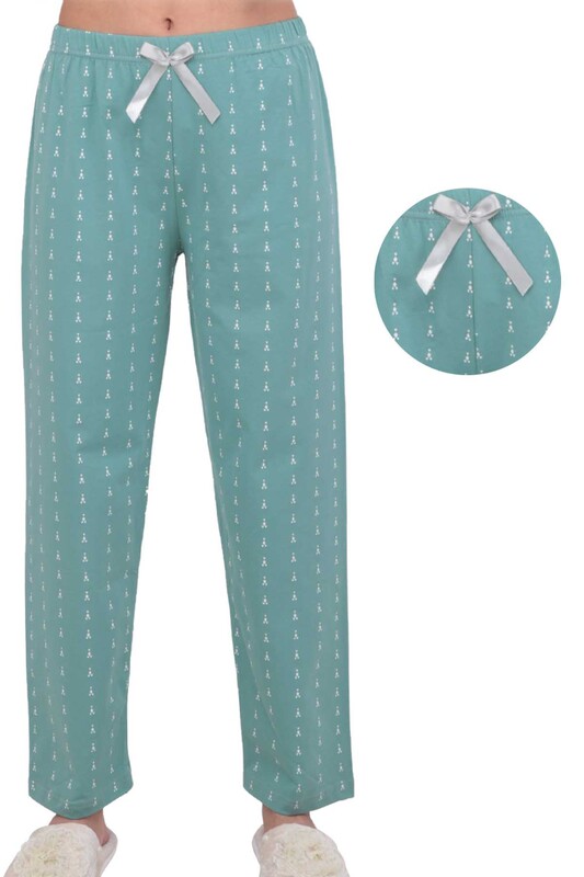 Desenli Kadın Pijama Altı | Yeşil - Thumbnail