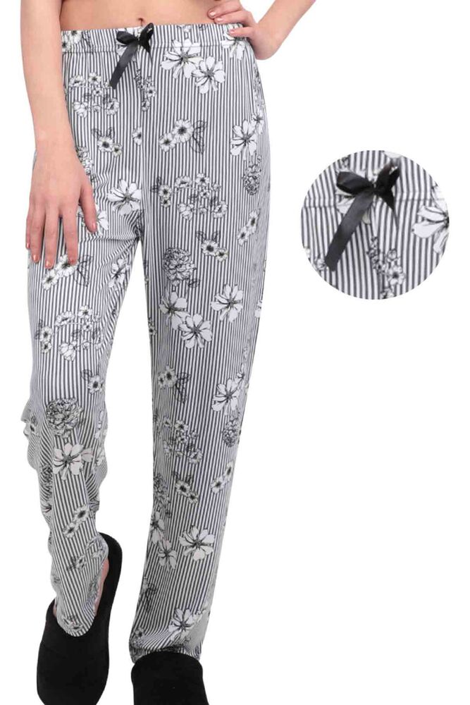 Пижамные штаны в цветочек/серый